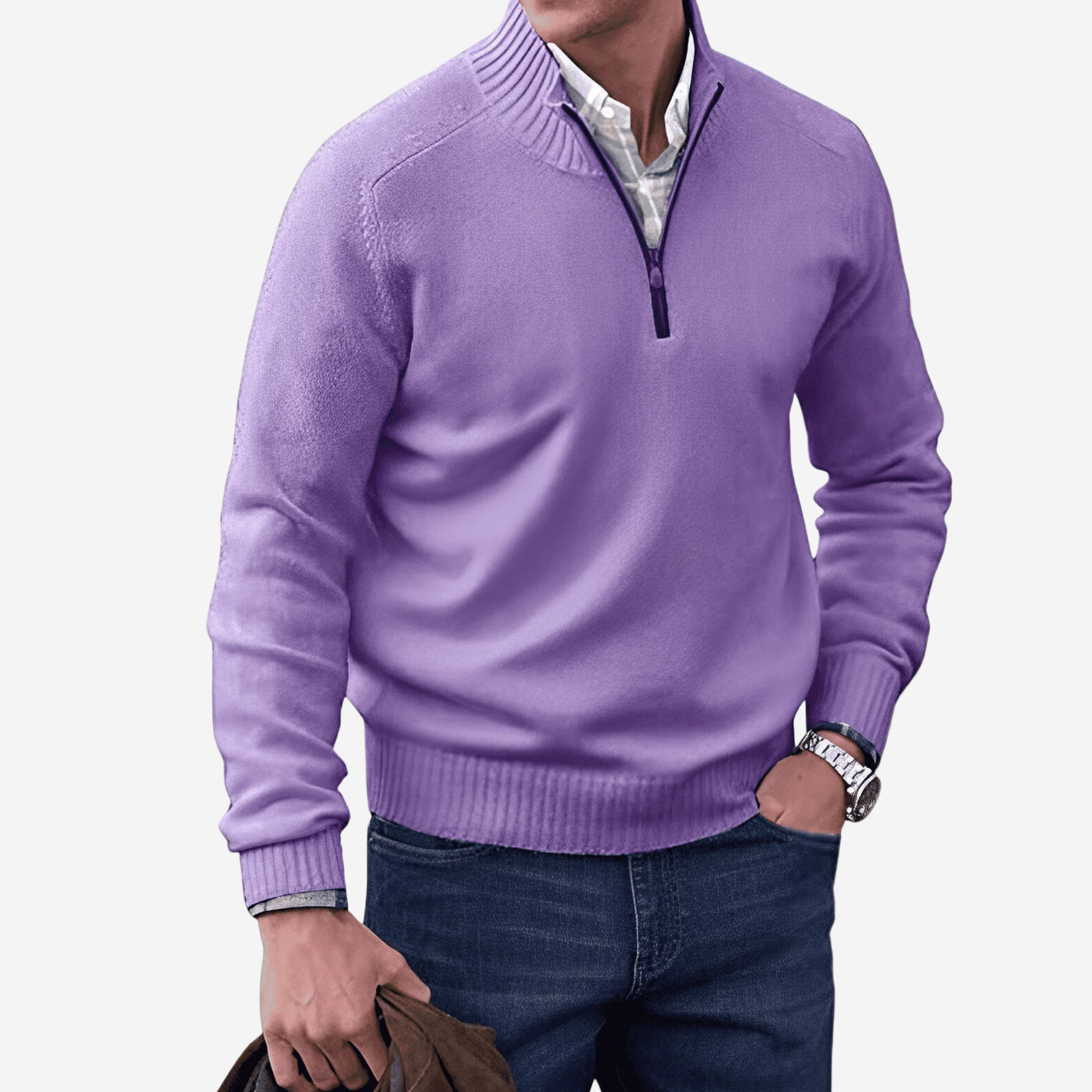 Luminovi | Classic Quarter Zip Sweater-Sweater