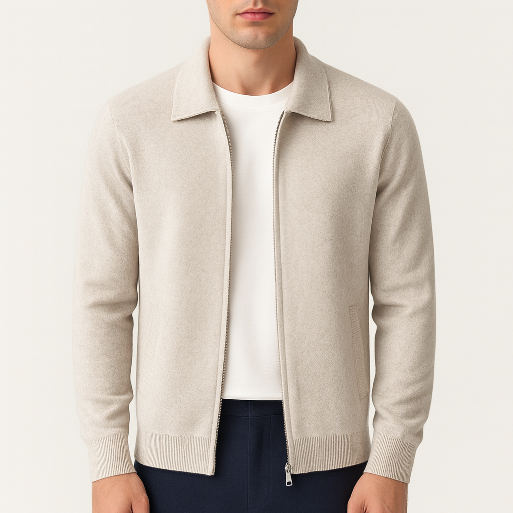 Luminovi | Classic Zip Knit Cardigan-Cardigan