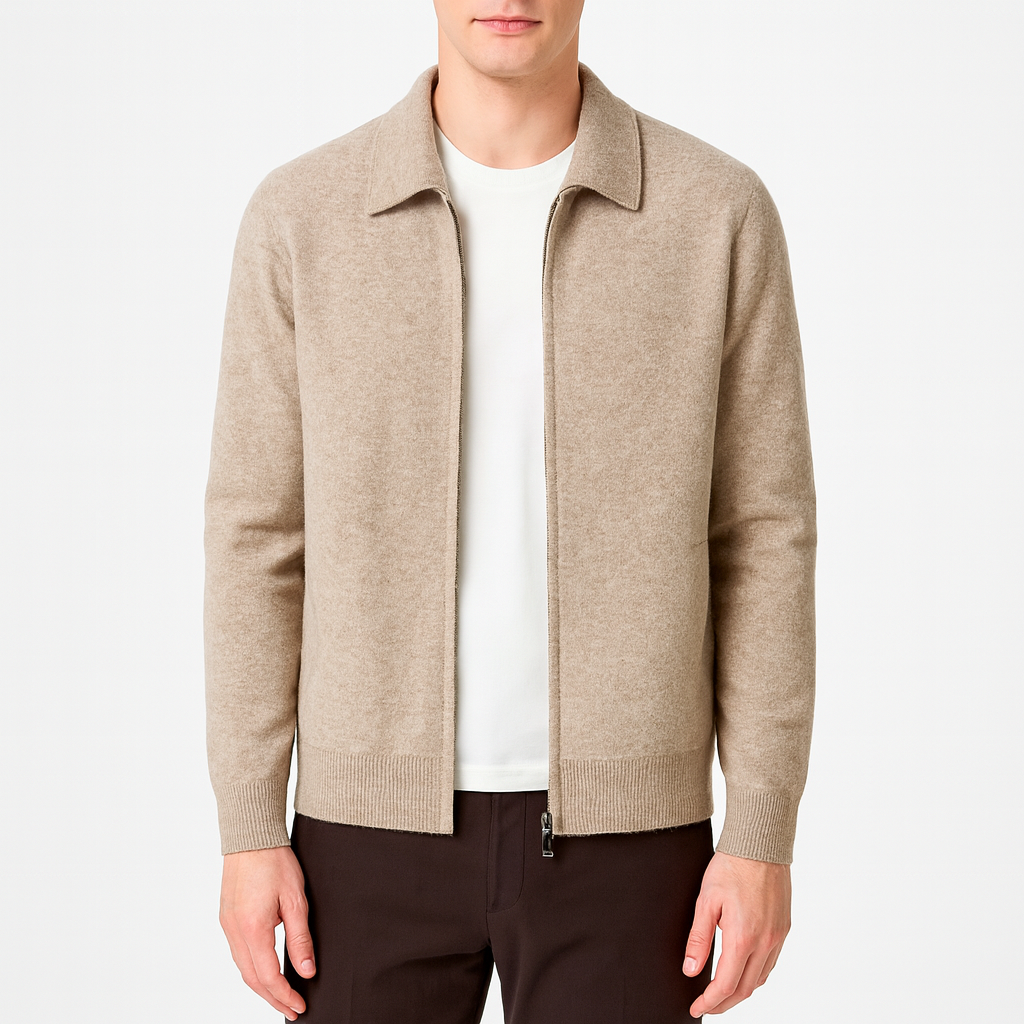 Luminovi | Classic Zip Knit Cardigan-Cardigan
