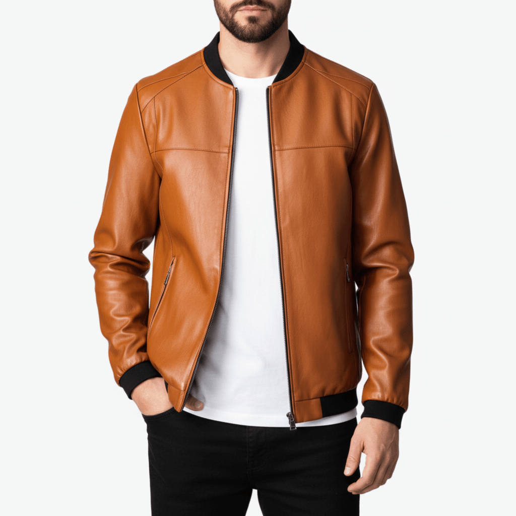 Luminovi | Eco-Leather Bomber Jacket-Jacket