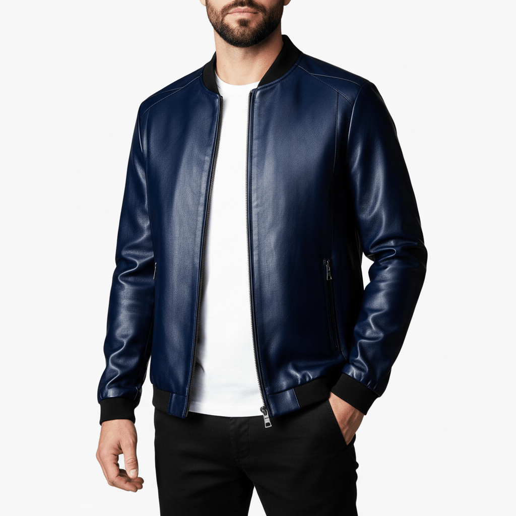Luminovi | Eco-Leather Bomber Jacket-Jacket
