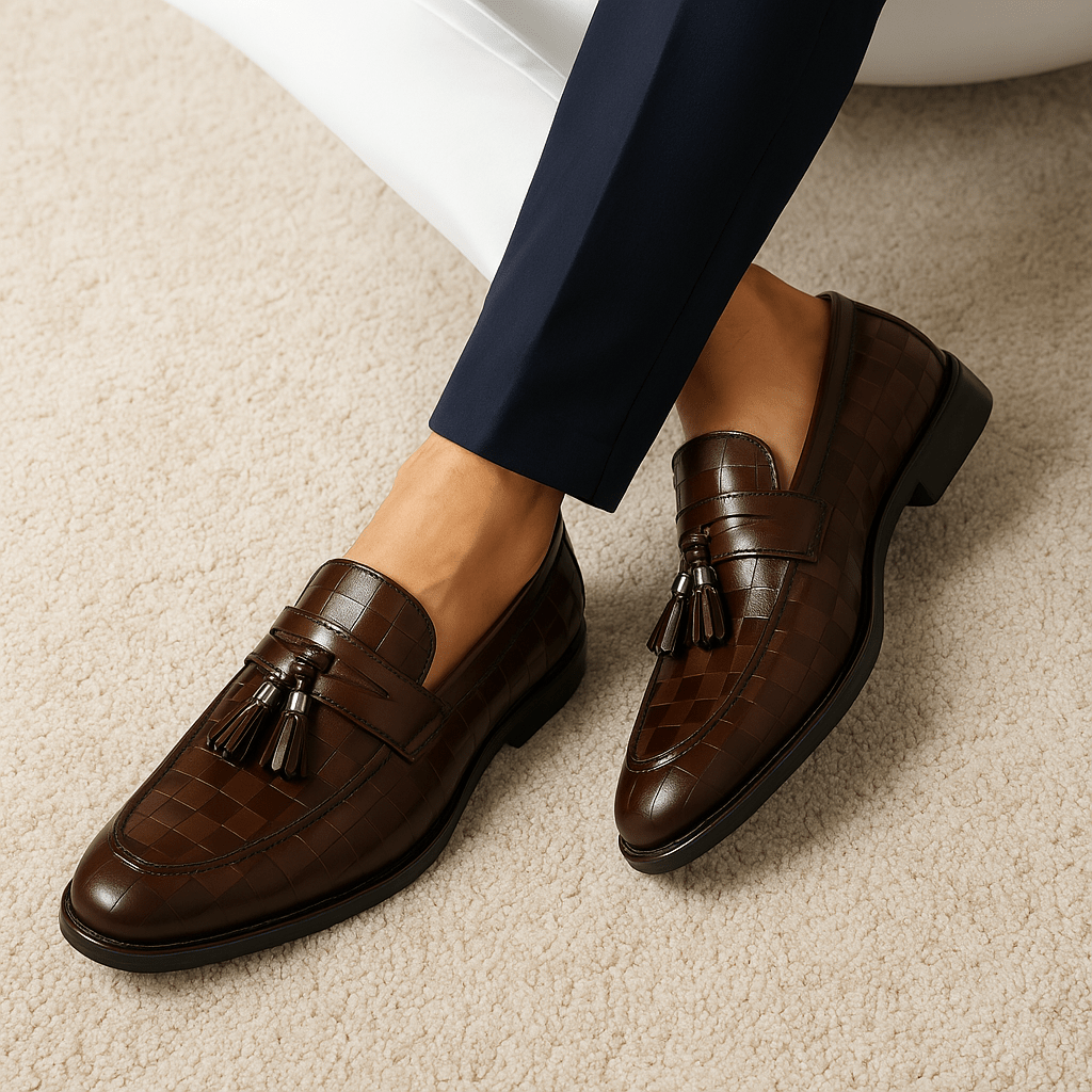Luminovi | Embossed Tassel Loafers