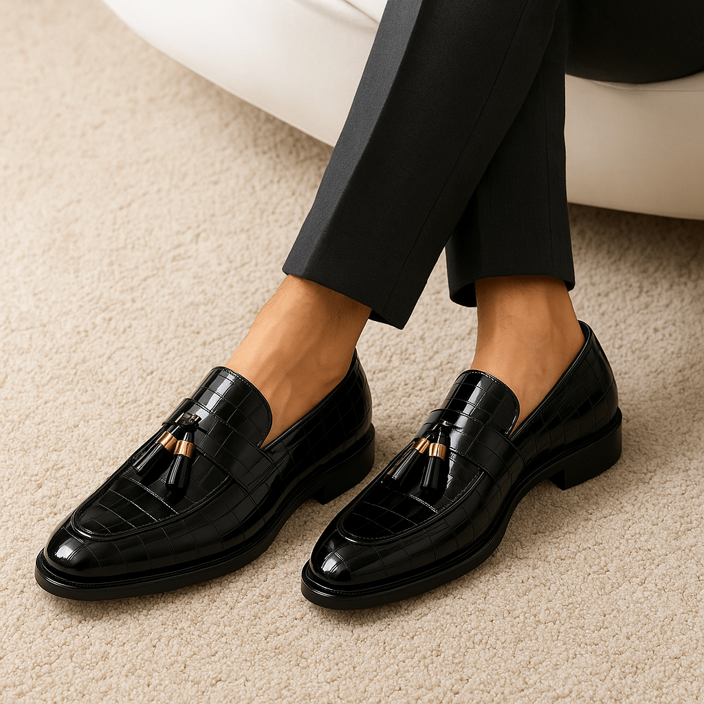Luminovi | Embossed Tassel Loafers