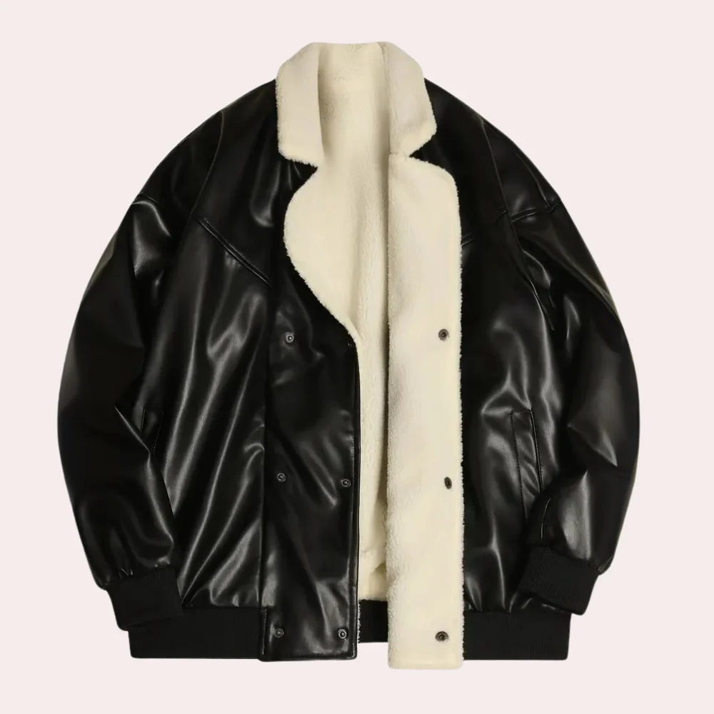 Luminovi | Faux Shearling Bomber Jacket-Jacket
