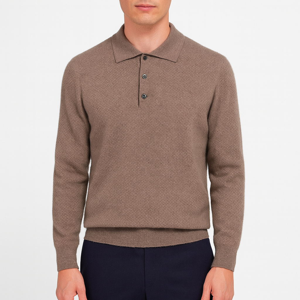 Luminovi | Knit Polo Sweater-Sweater