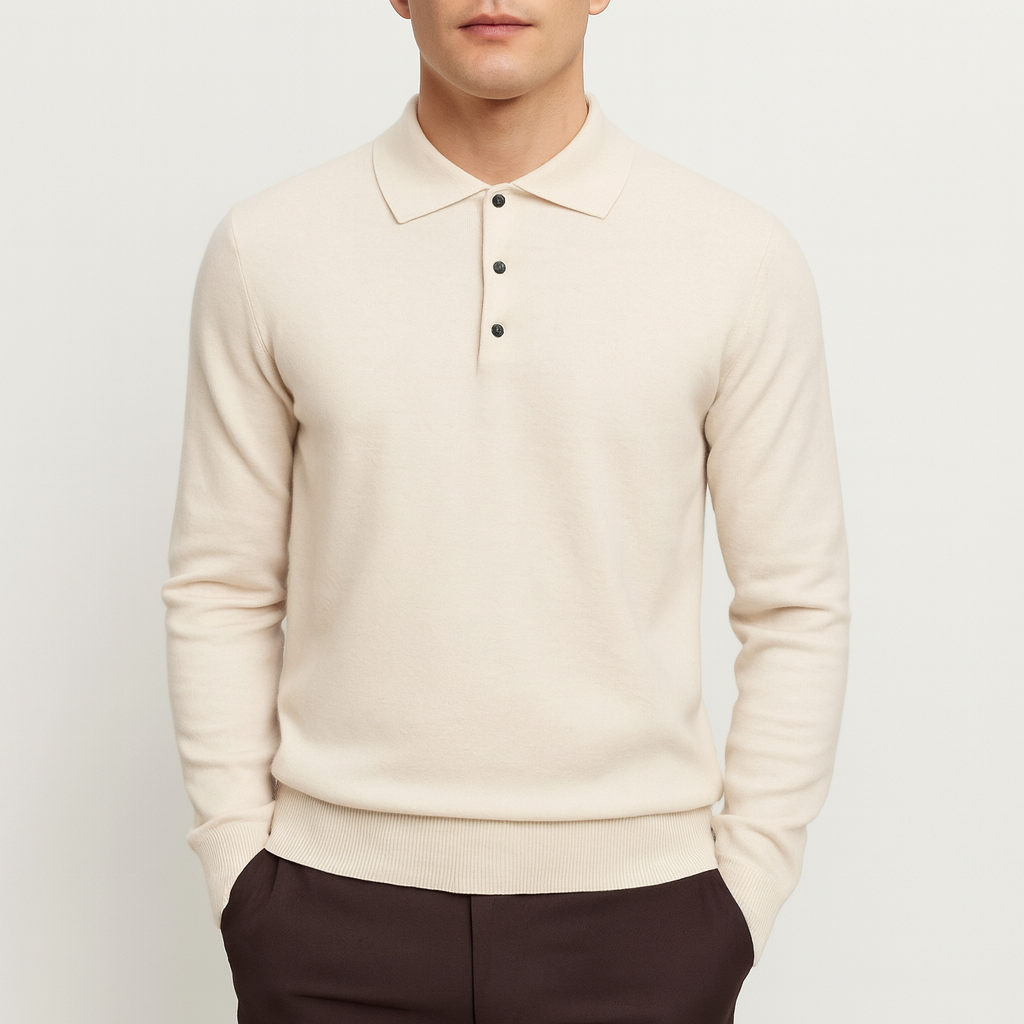 Luminovi | Knit Polo Sweater-Sweater