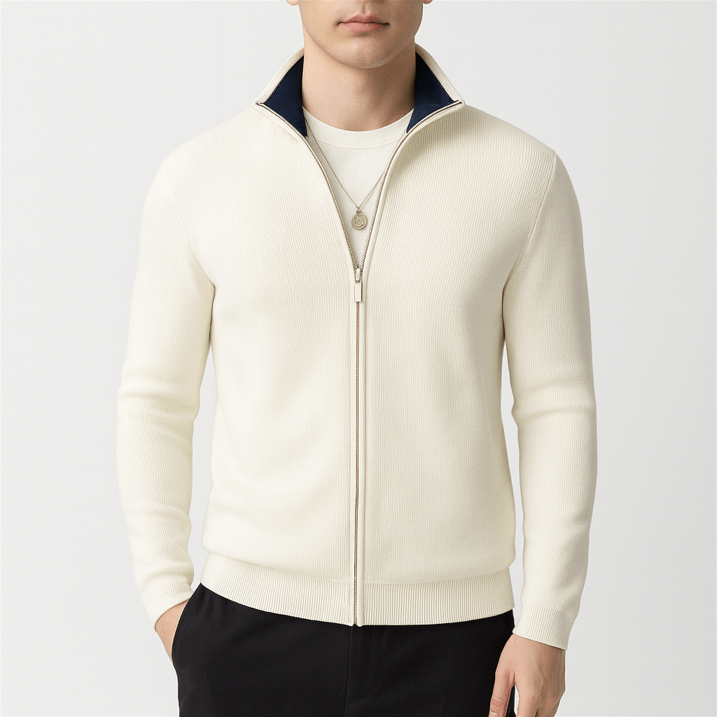 Luminovi | Knitted Zipper Sweater-Sweater