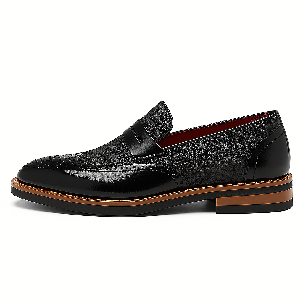 Luminovi | Leather Canvas Slip-On Loafers