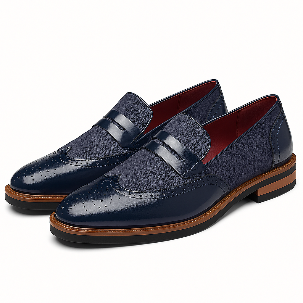 Luminovi | Leather Canvas Slip-On Loafers