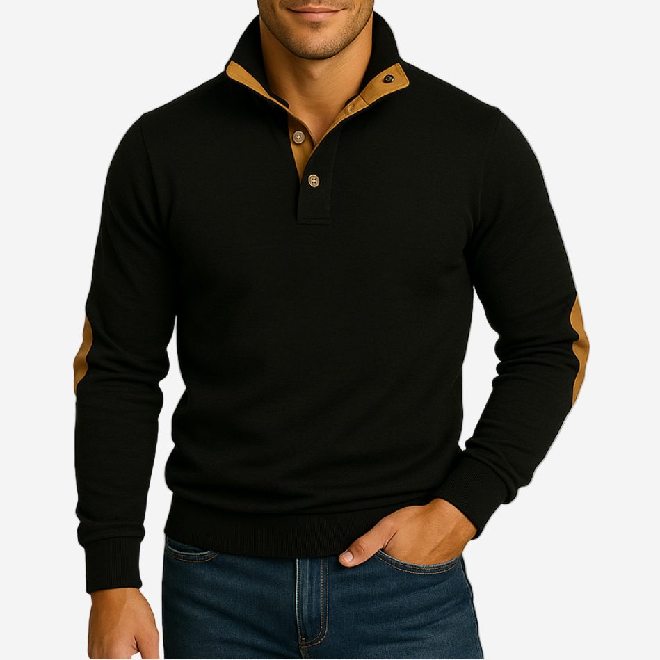 Luminovi | Oxford Quarter Zip Sweater-Sweater