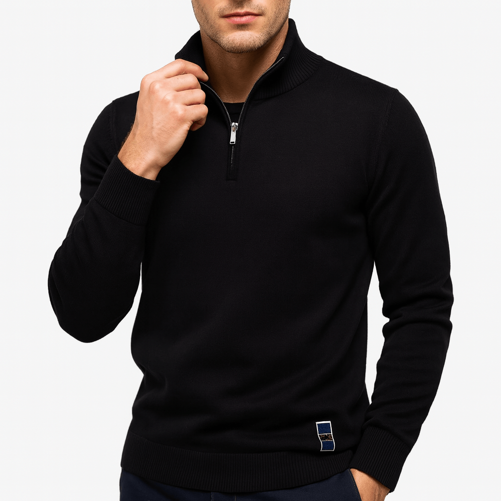 Luminovi | Quarter-Zip Fitted Sweater-Sweater