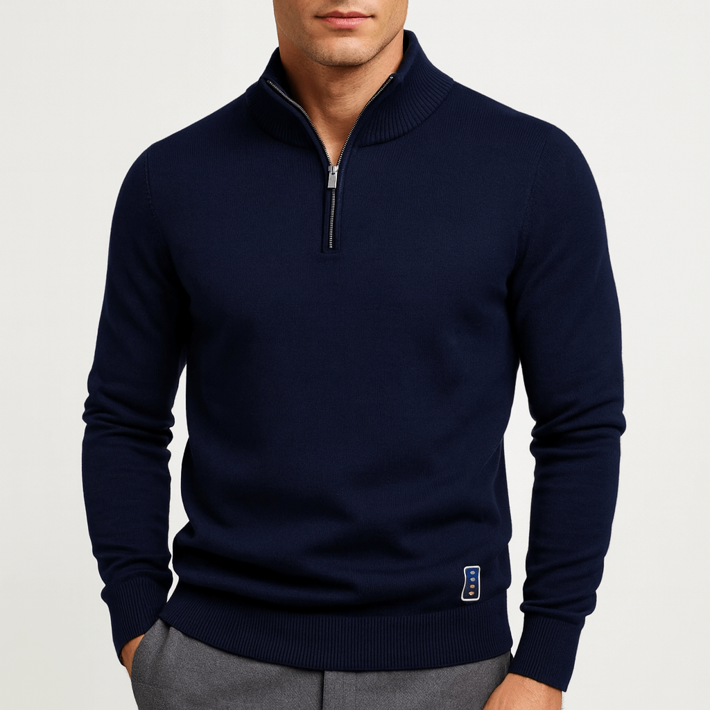 Luminovi | Quarter-Zip Fitted Sweater-Sweater