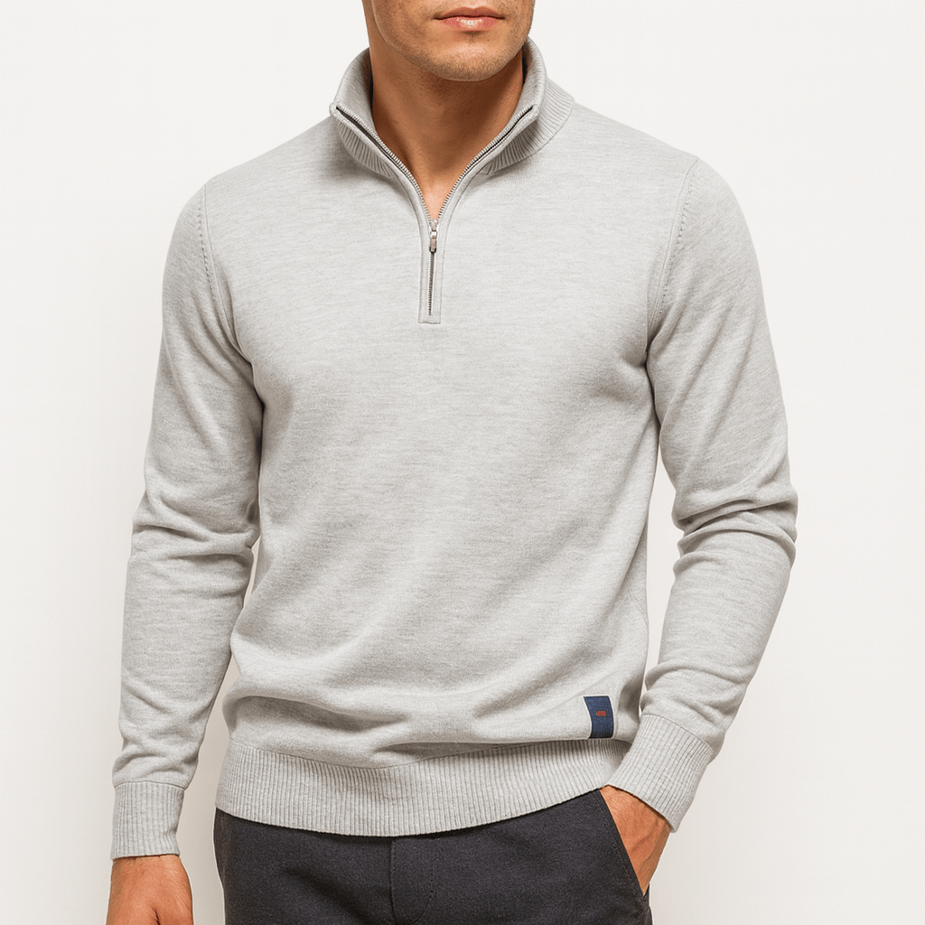 Luminovi | Quarter-Zip Fitted Sweater-Sweater