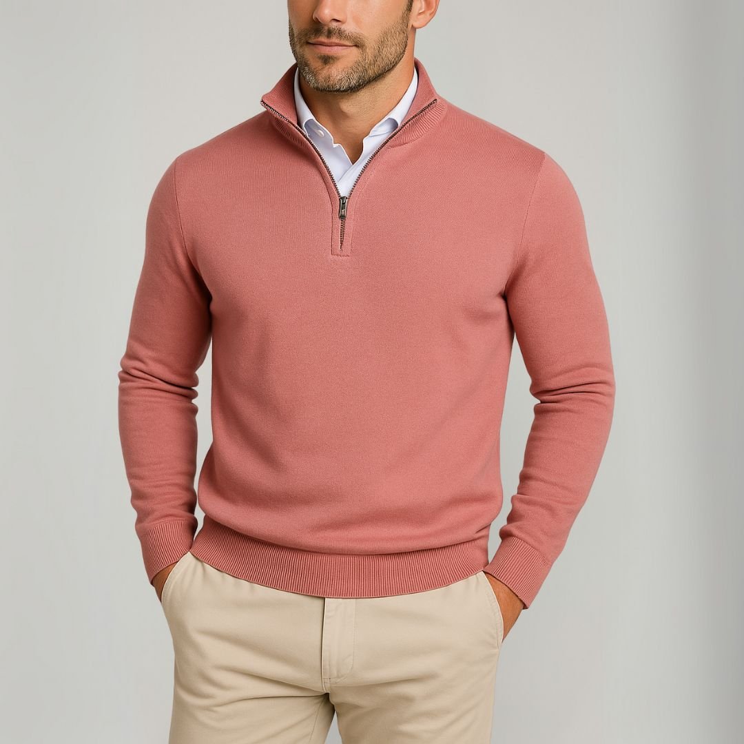 Luminovi | Quarter-Zip Stand Collar Sweater