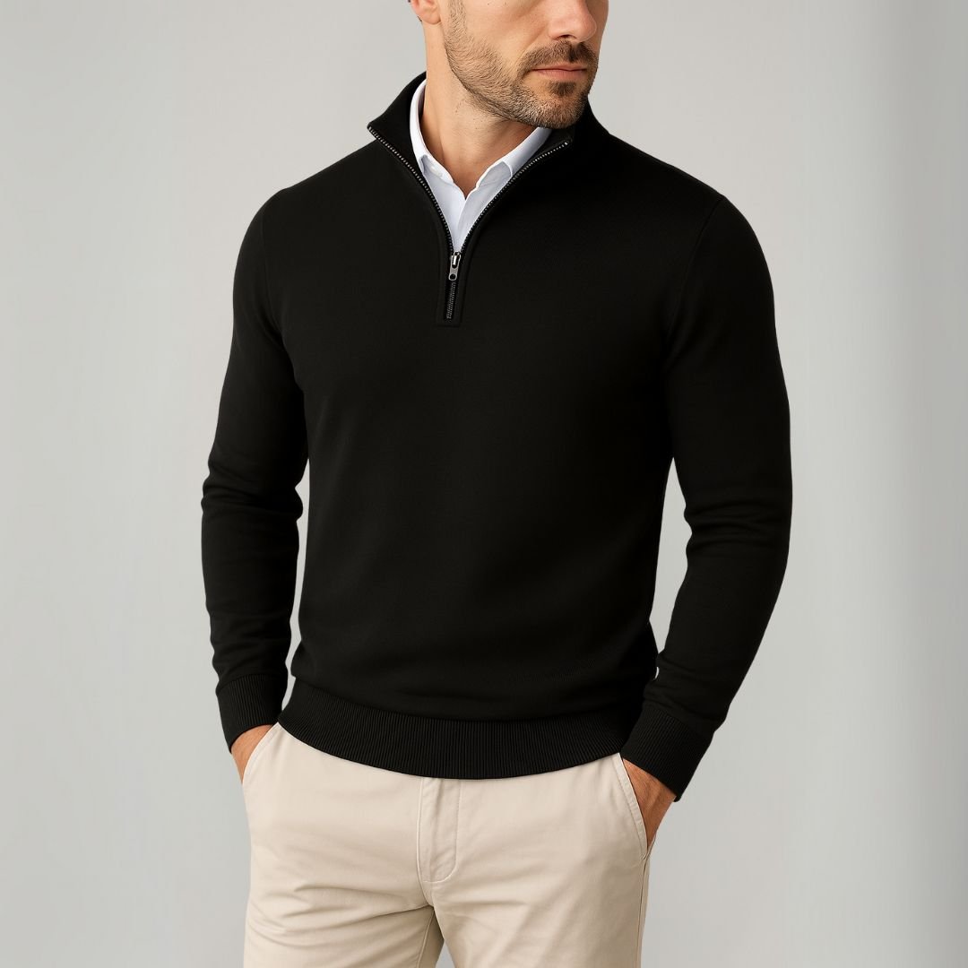 Luminovi | Quarter-Zip Stand Collar Sweater