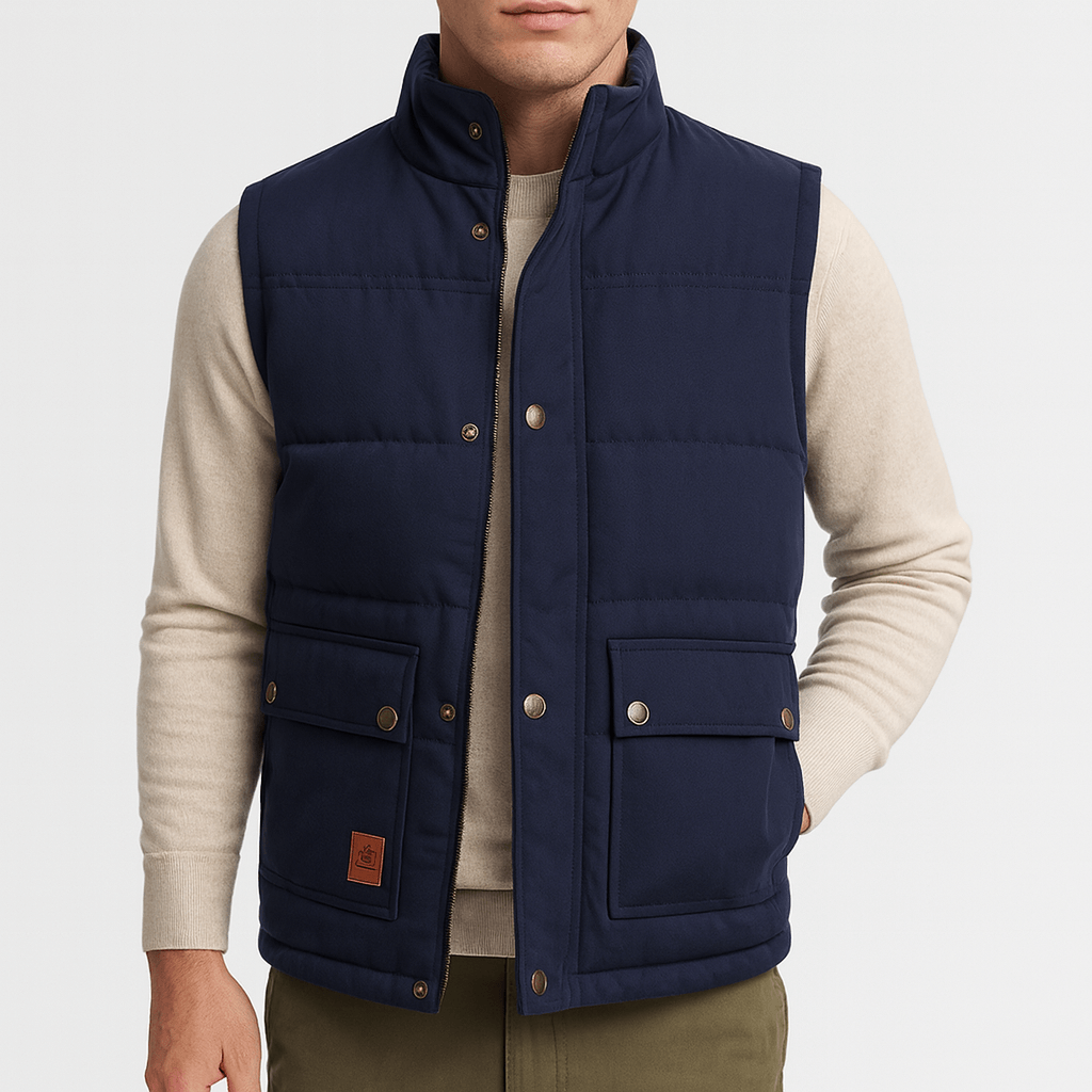 Luminovi | Quilted Stand Collar Vest-Vest