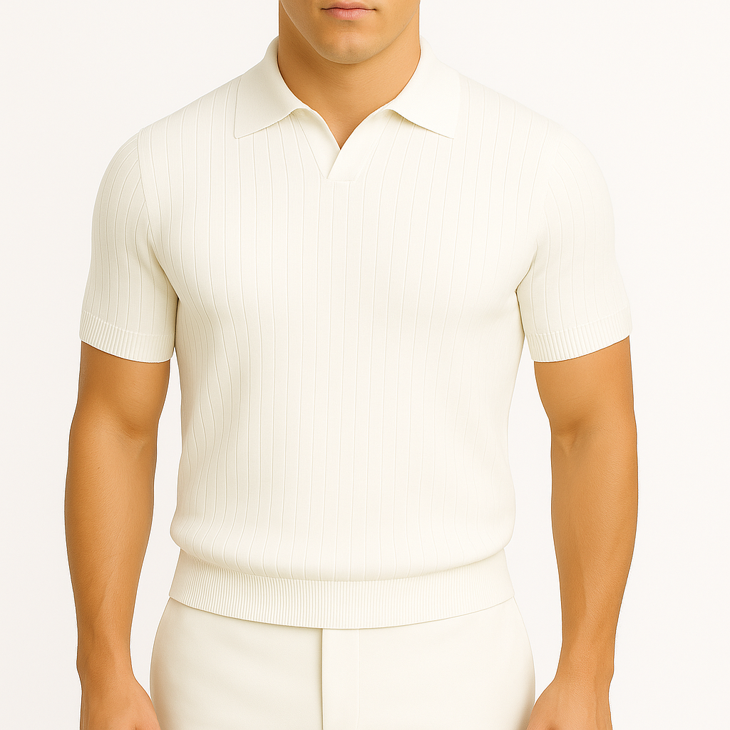 Luminovi | Ribbed Cotton Polo Shirt