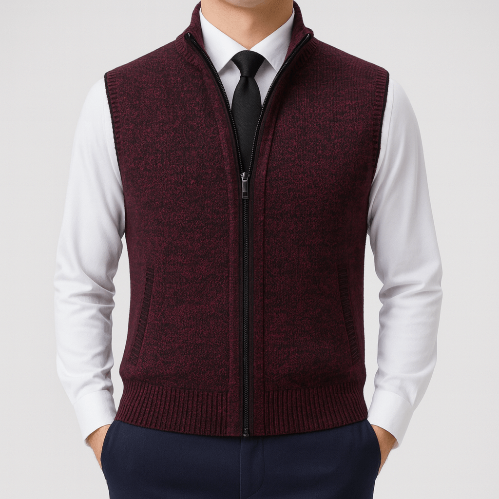 Luminovi | Sleeveless Zipper Knit Vest-Vest
