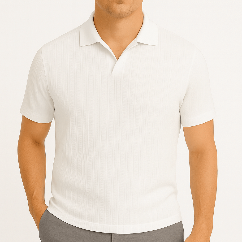 Luminovi | Solid Jacquard Polo Shirt