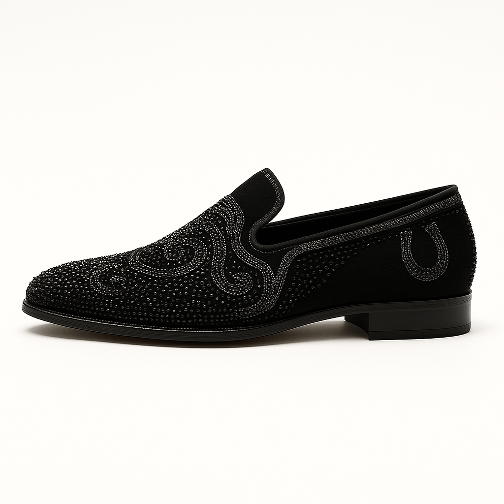 Luminovi | Spiked Heel Leather Loafers
