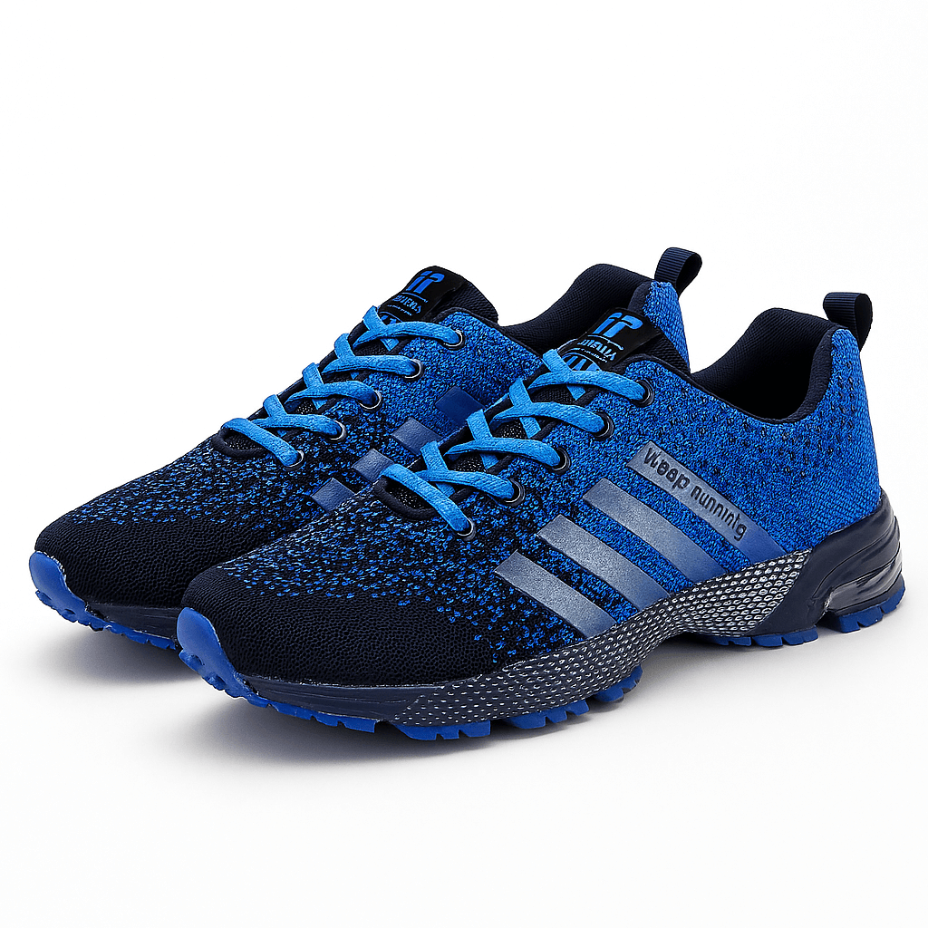 Luminovi | Striped Mesh Lace-Up Sneakers