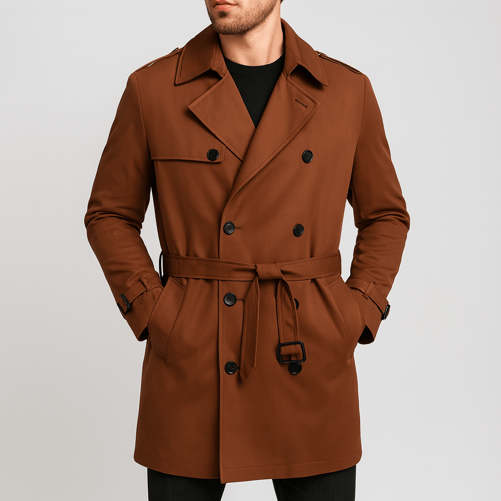 Luminovi | Tailored Double-Breasted Trench Coat-Trench Coat