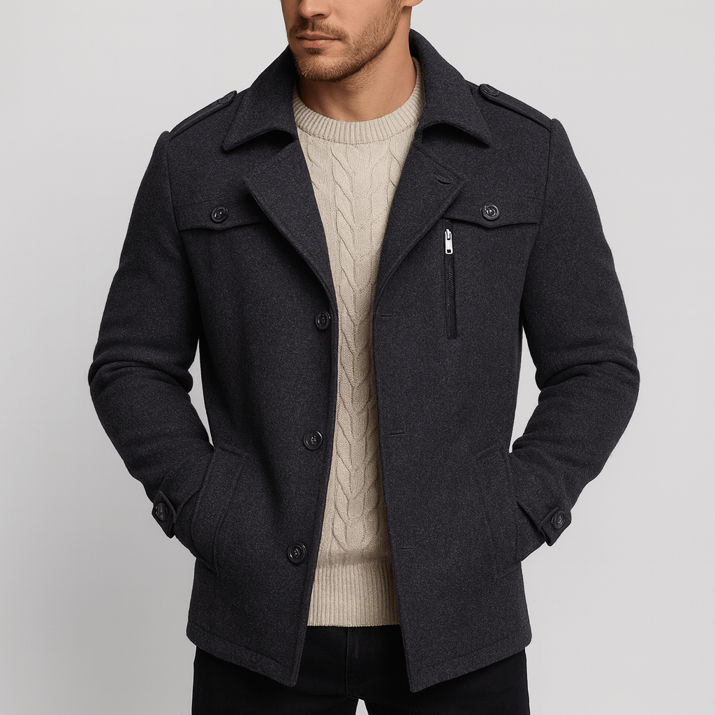 Luminovi | Tailored Wool Blend Coat-Coat