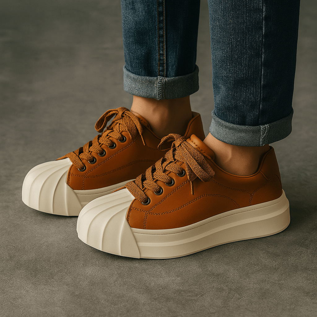 Luminovi | Wave Sole Leather Sneakers