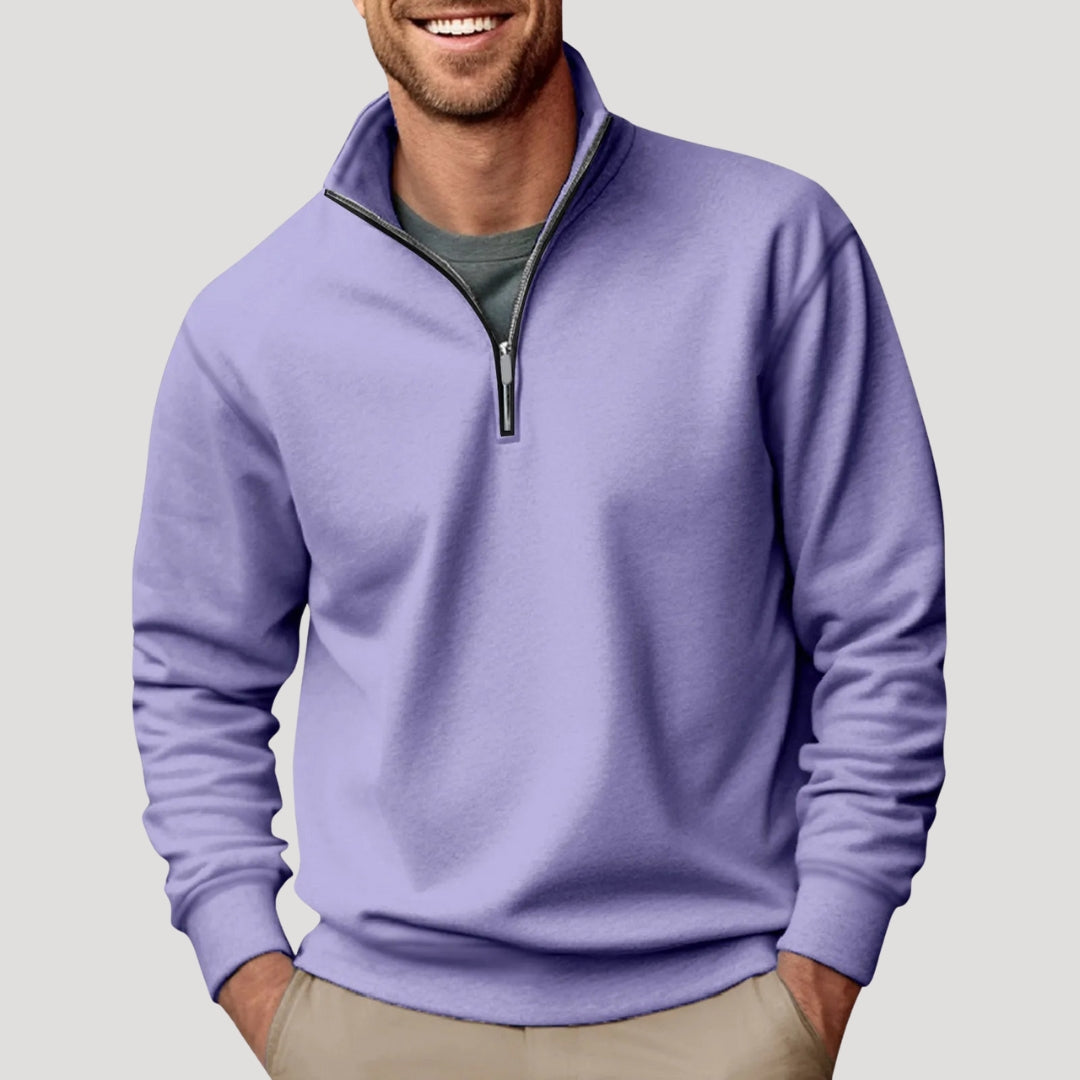 Men's Quarter Zip Sweatshirt with Brushed Interior and Relaxed Fit, Machine Washable
