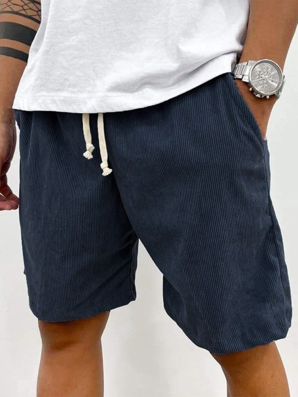 Relaxed Fit Corduroy Shorts with Soft Ribbed Texture for Men