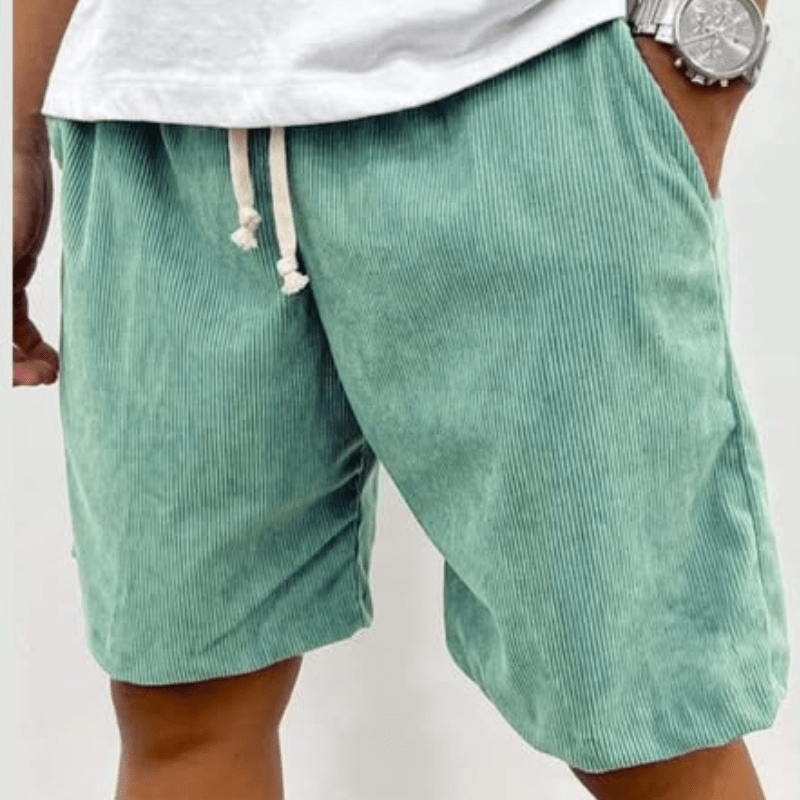 Relaxed Fit Corduroy Shorts with Soft Ribbed Texture for Men
