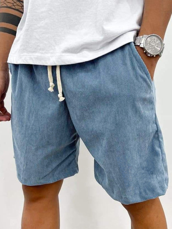 Relaxed Fit Corduroy Shorts with Soft Ribbed Texture for Men