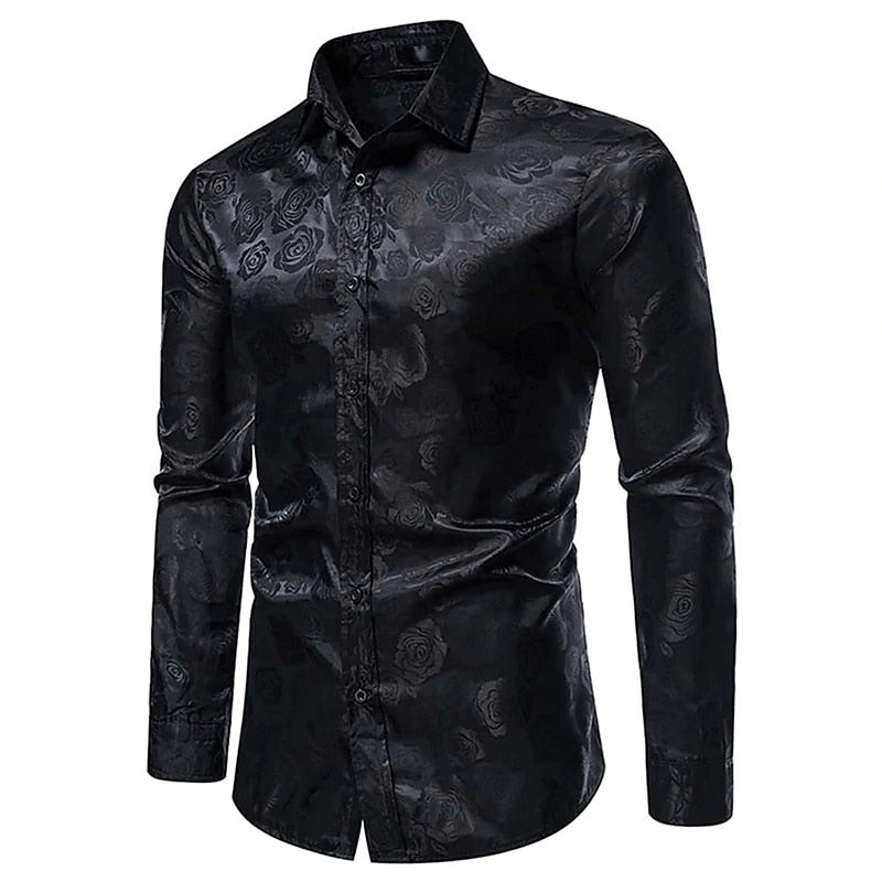 Men's Long Sleeve Dress Shirt with Polished Sheen, Easy Care