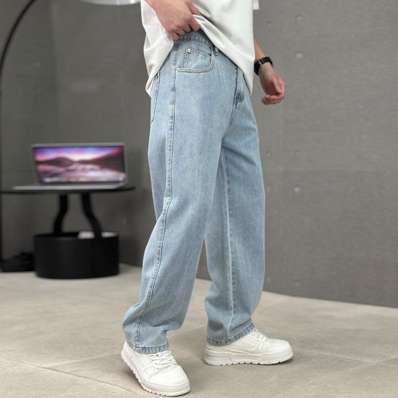 Men's Relaxed Fit Baggy Jeans with Wide Leg Cut for Casual Wear
