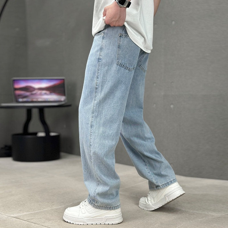 Men's Wide Leg Jeans with Relaxed Fit for Casual Wear
