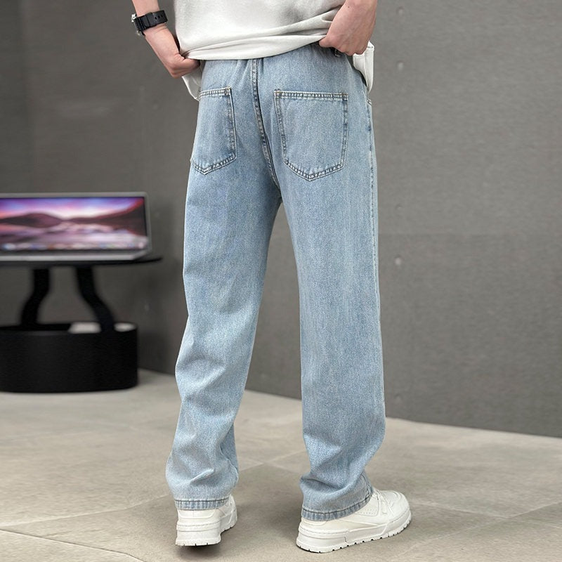 Men's Relaxed Fit Baggy Jeans with Wide Leg Cut for Casual Wear