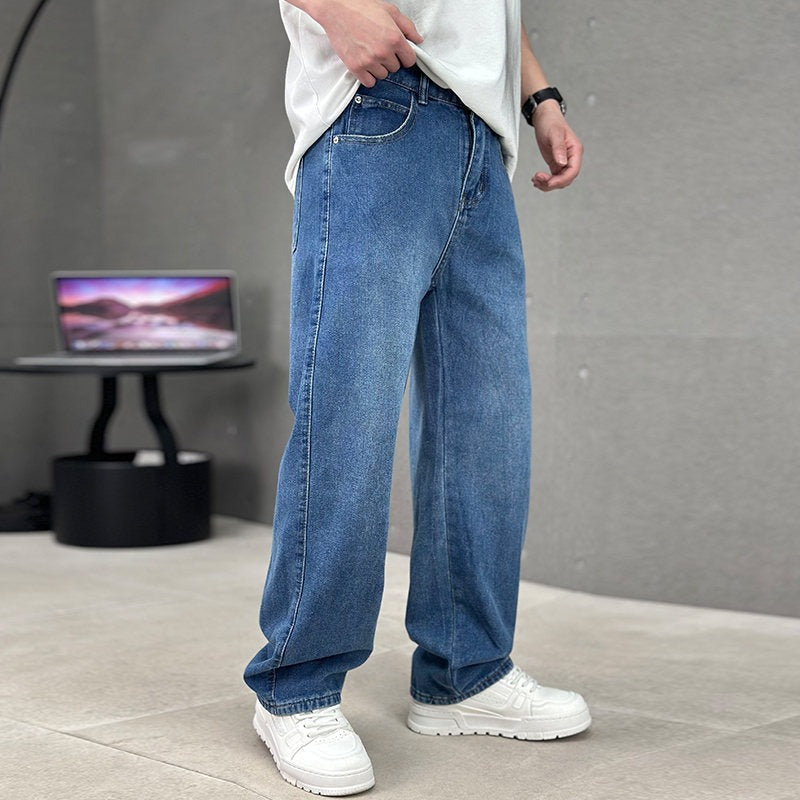 Men's Wide Leg Jeans with Relaxed Fit for Casual Wear