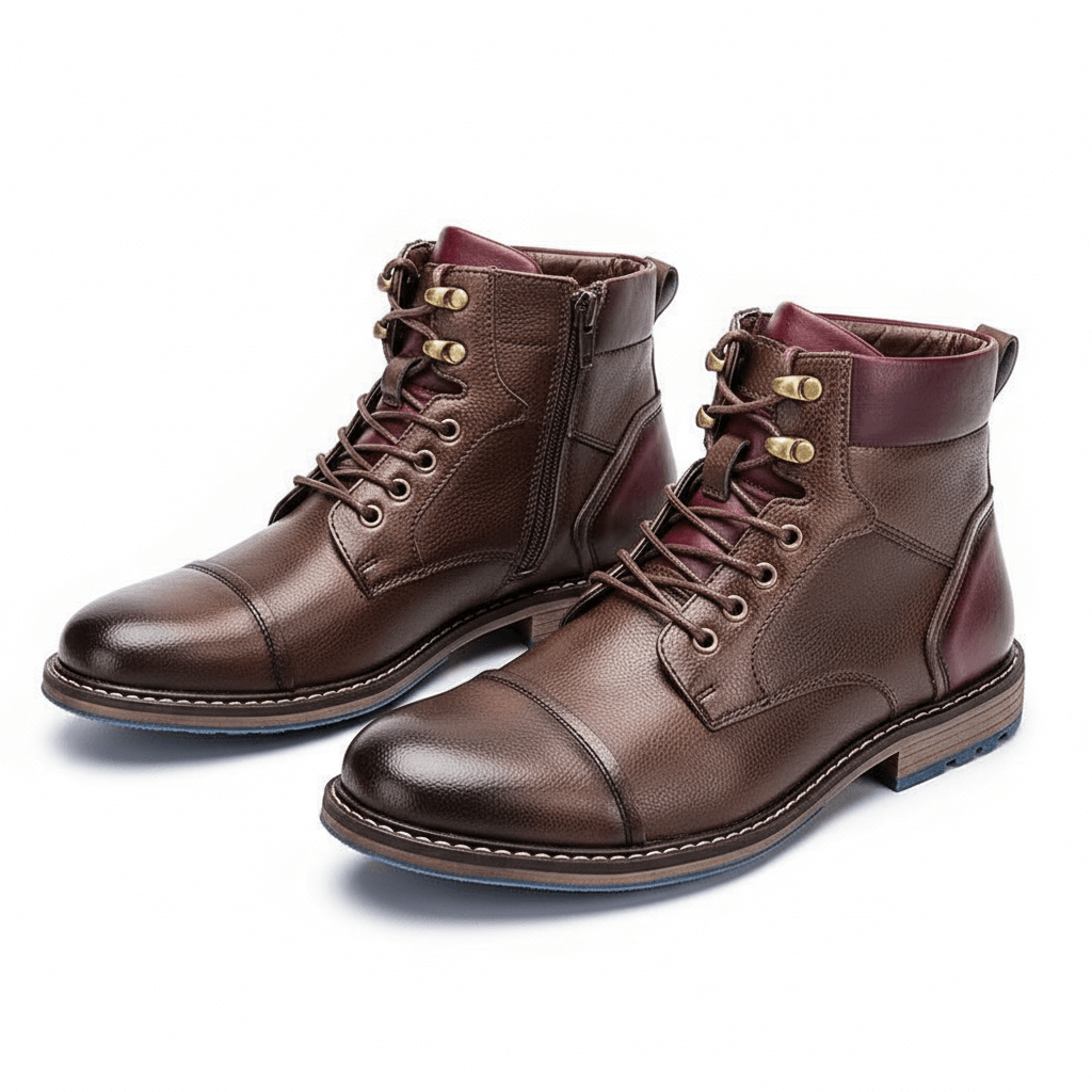Men’s Leather Outdoor Boots – Durable Lace-Up with Rugged Sole-Men's Leather Boots