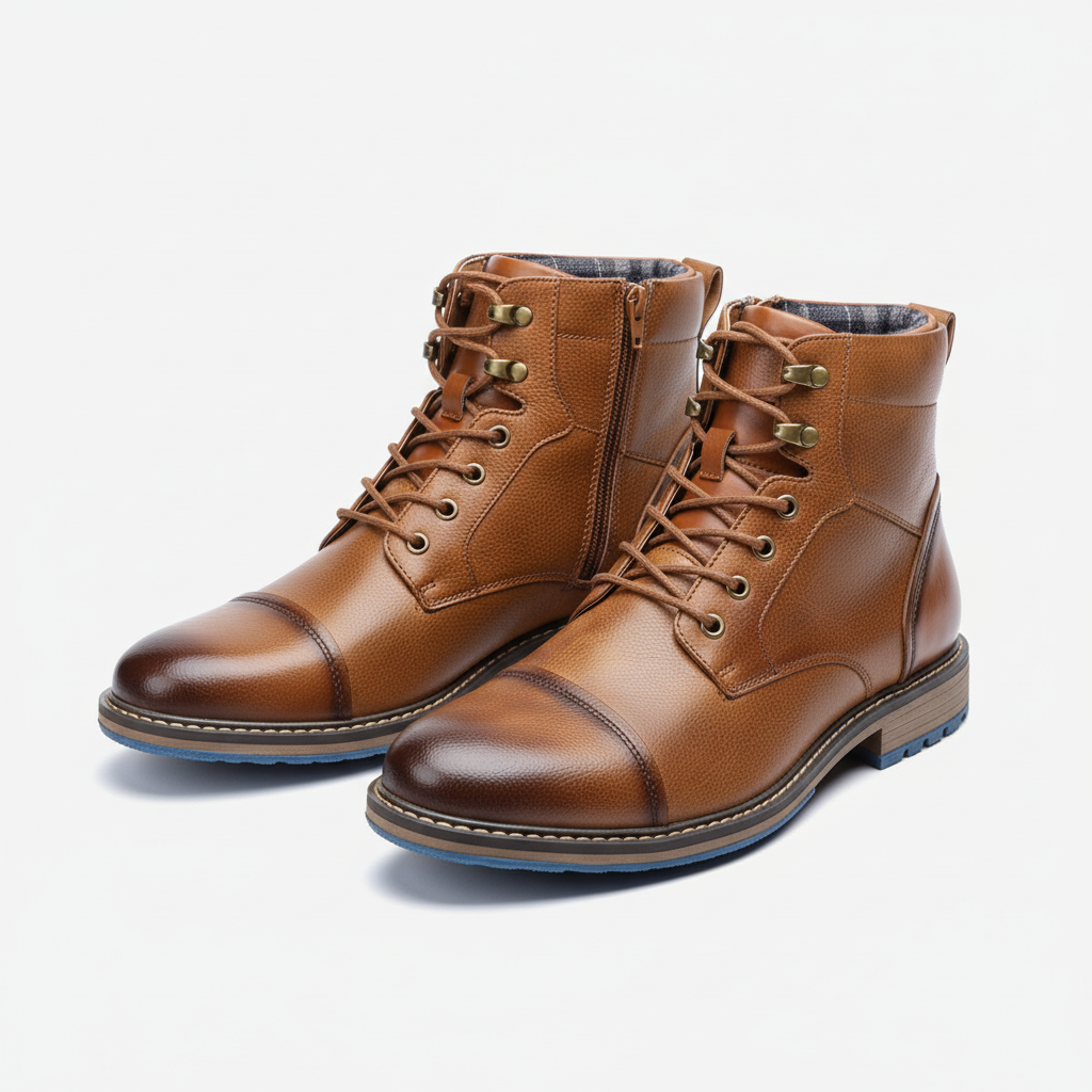Men’s Leather Outdoor Boots – Durable Lace-Up with Rugged Sole-Men's Leather Boots