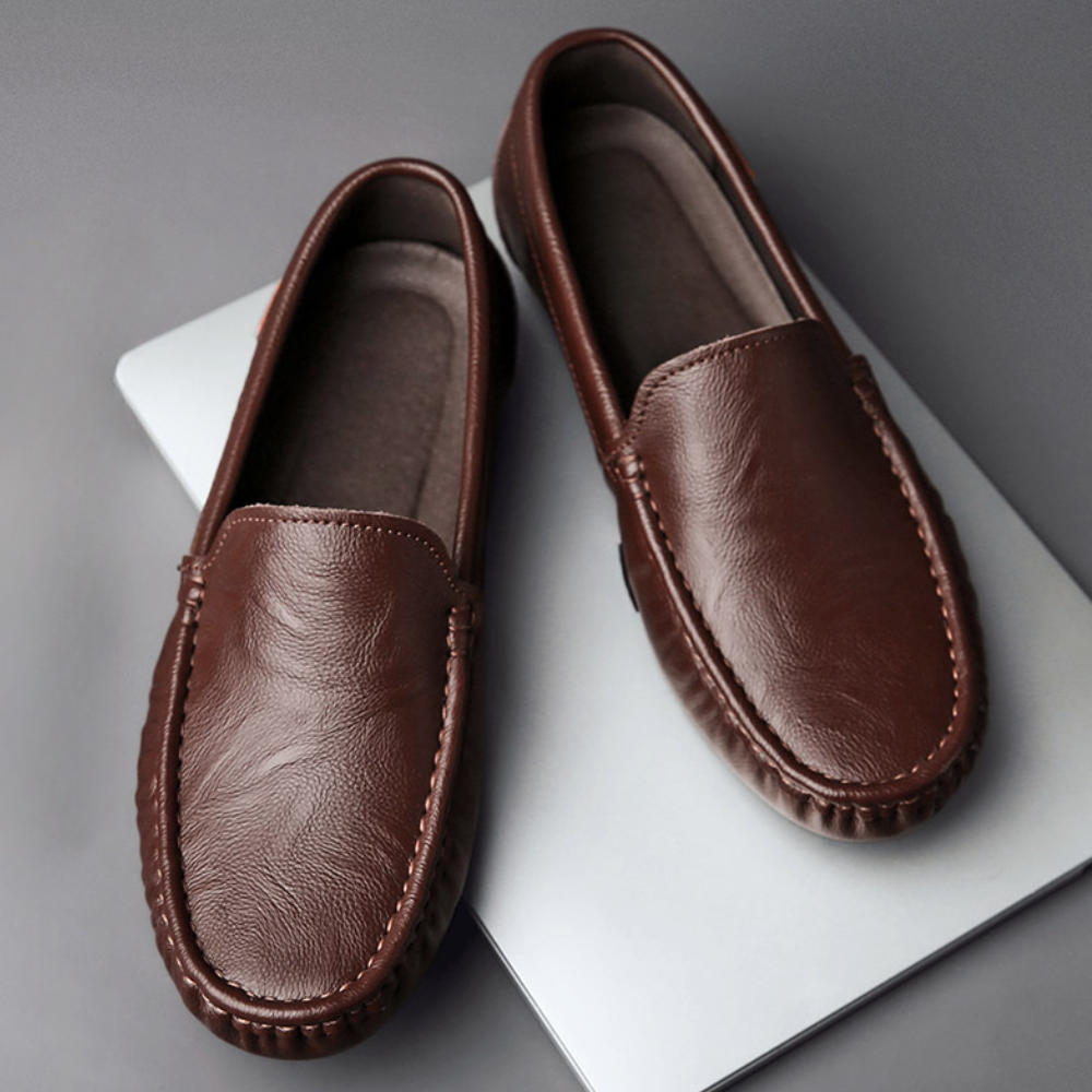 Men's Slip-On Loafers with Cushioned Footbed and Flexible Outsole for Office Wear