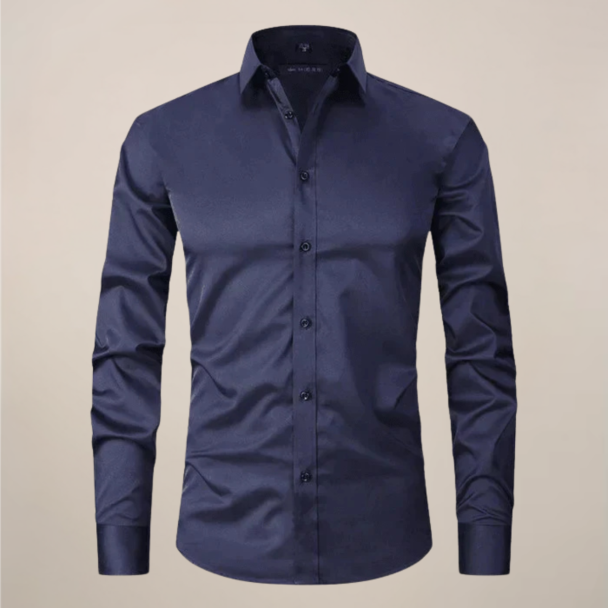 Men's Long-Sleeve Button-Up Shirt with Tailored Fit and Wrinkle-Resistant Finish