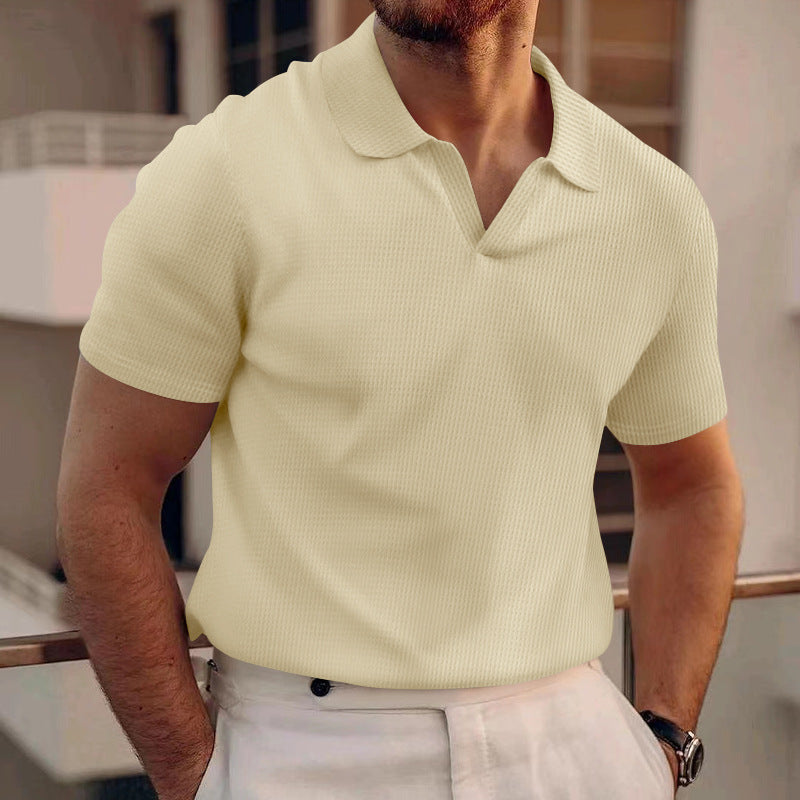 Classic Fit Polo Shirt for Men with Breathable Cotton Blend and Two-Button Collar