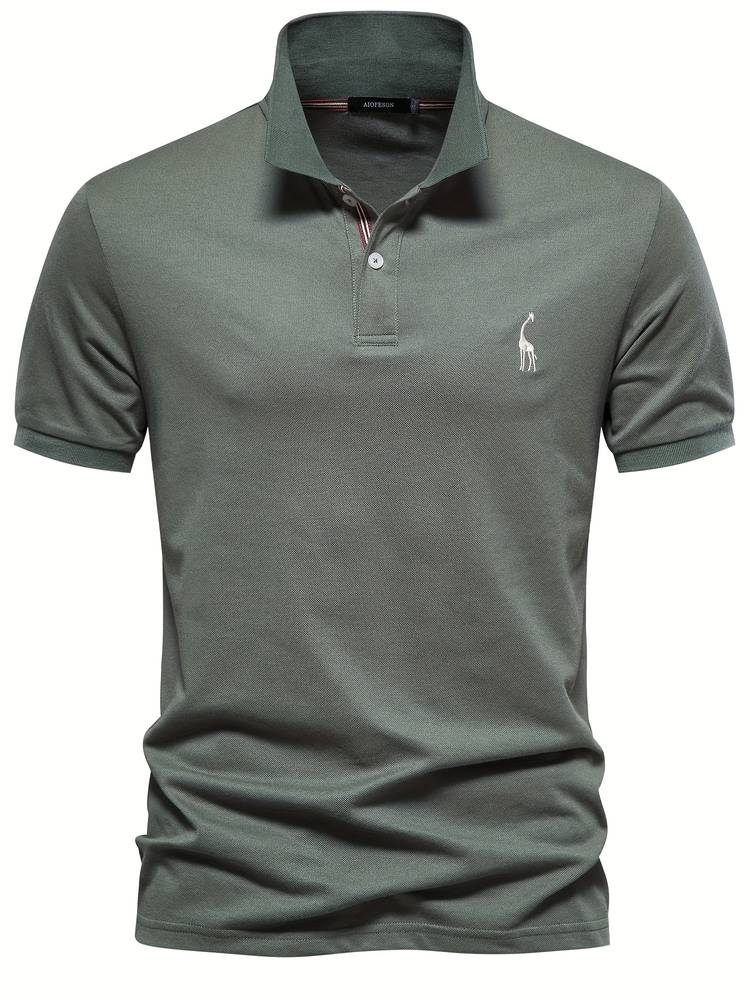 Men's Short Sleeve Polo with Breathable Cotton Blend and Classic Fit, Machine Washable