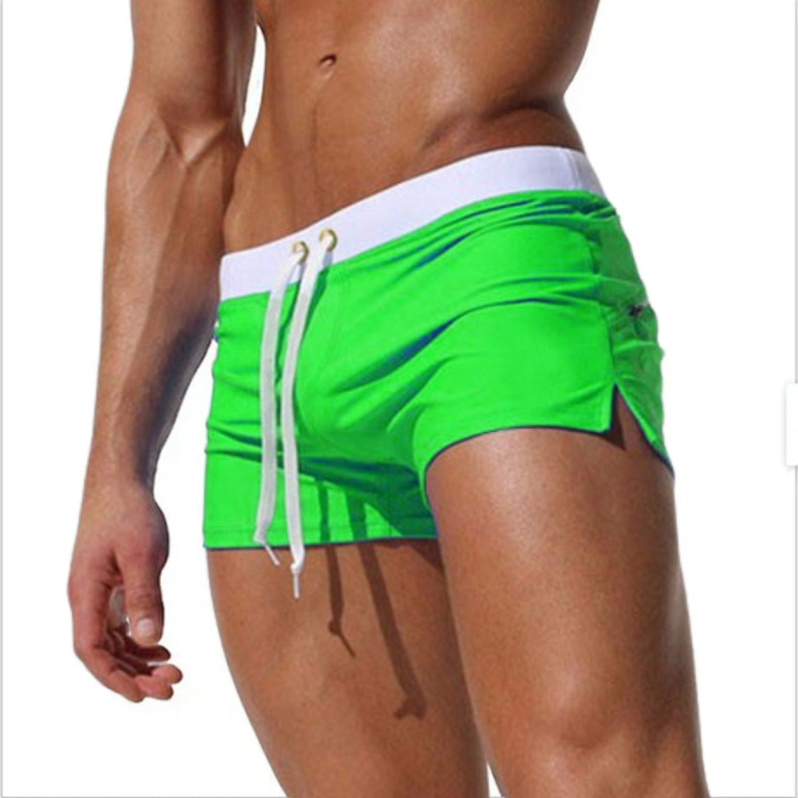 Men's Board Shorts with Quick-Dry and Zippered Back Pocket, Adjustable Waist