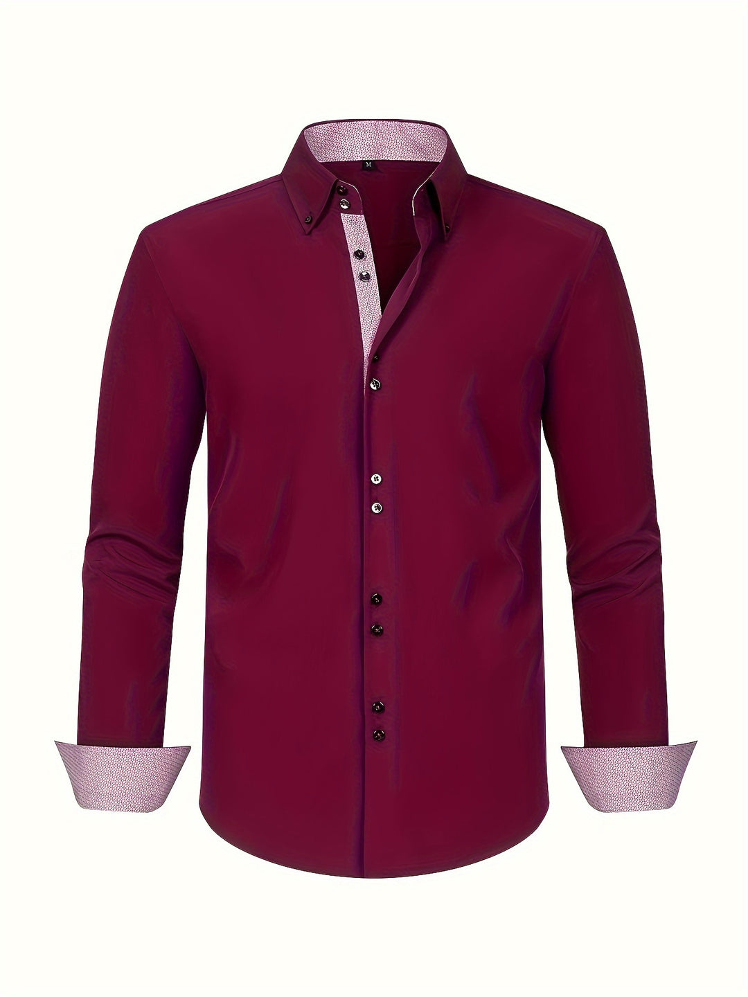 Men's Slim Fit Long Sleeve Dress Shirt with Button Front Collar