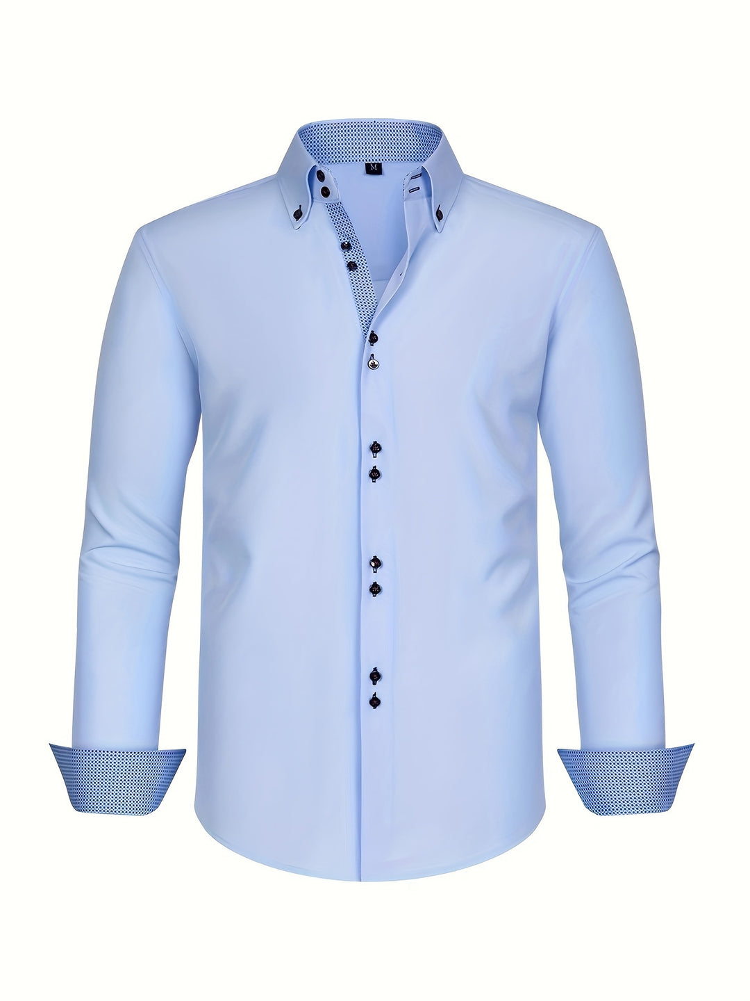 Men's Slim Fit Long Sleeve Dress Shirt with Button Front Collar