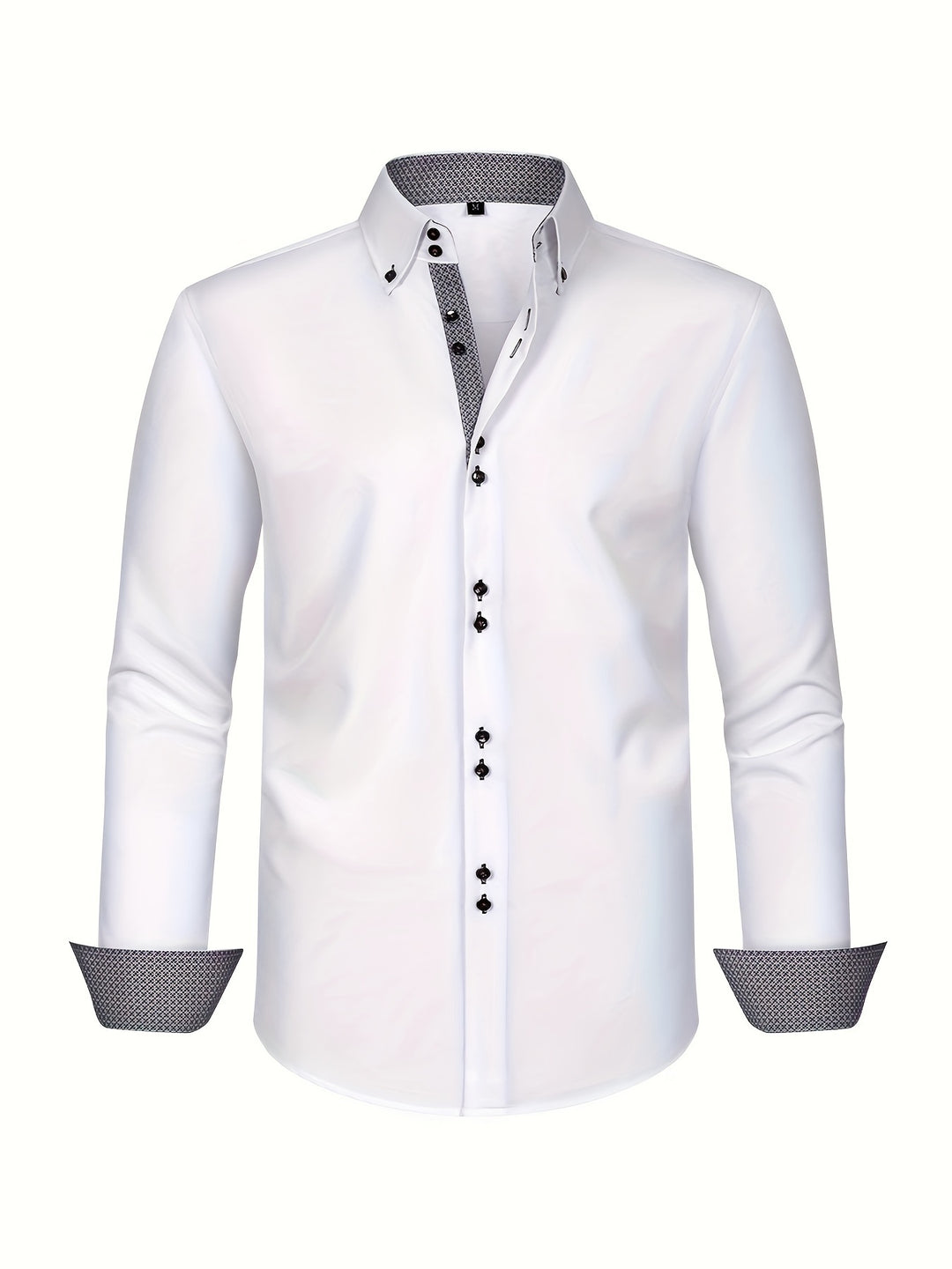 Men's Slim Fit Long Sleeve Dress Shirt with Button Front Collar