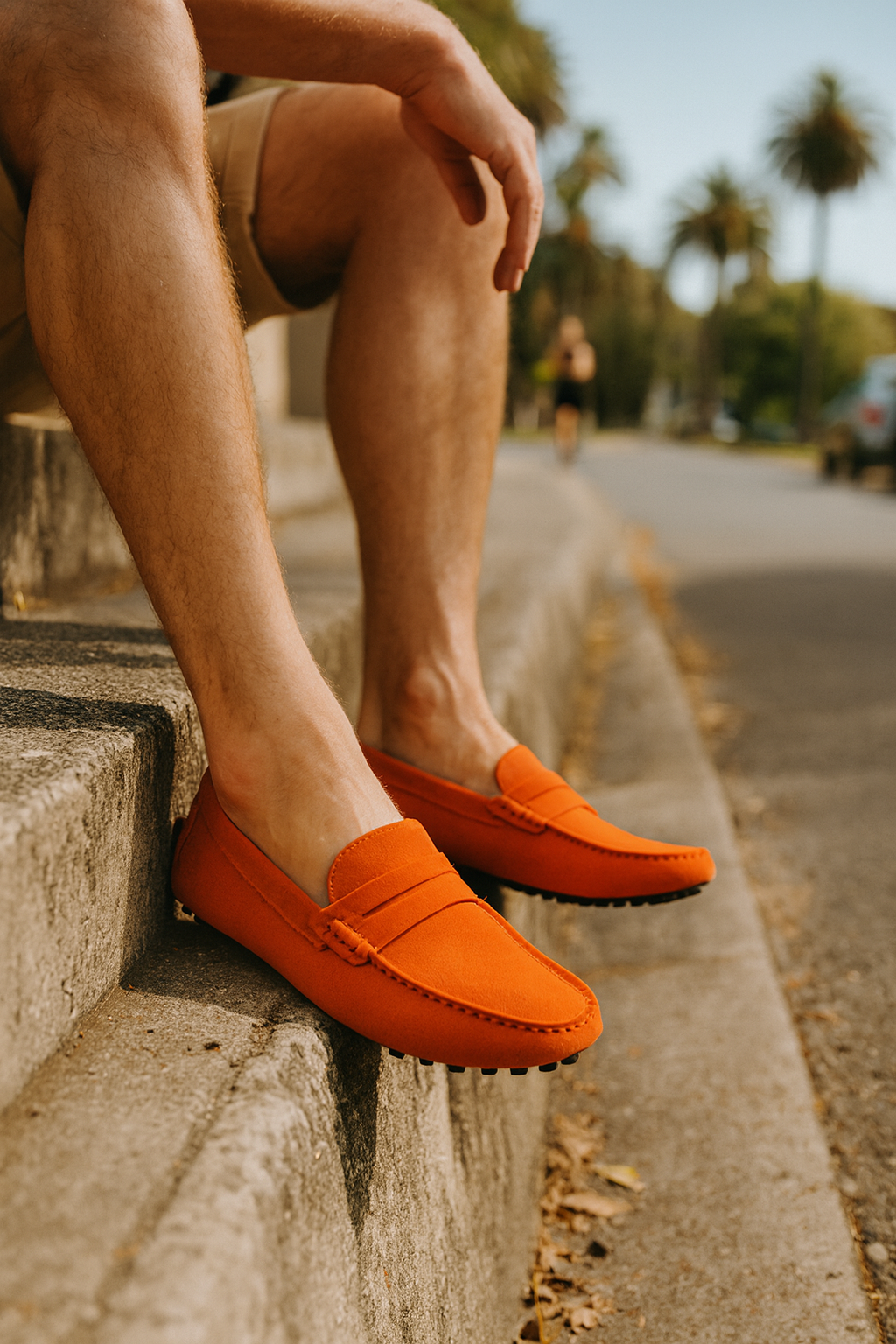 Men's Driving Loafers with Cushioned Footbed and Elastic Gore, Flexible Rubber Tread