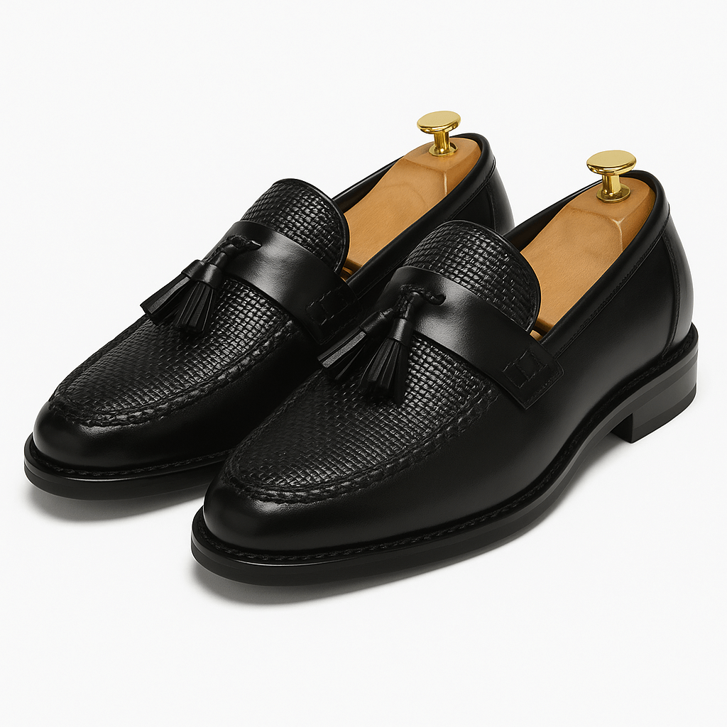 Men's Tassel Loafers with Woven Upper and Supportive Insole, Slip-On Dress Shoe