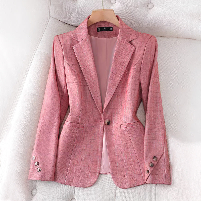 Women's Blazer with Grid Pattern and Structured Silhouette